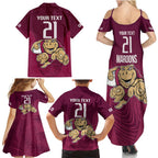 Custom Queensland Rugby Family Matching Summer Maxi Dress and Hawaiian Shirt Maroons Cane Toad Origin Sporty