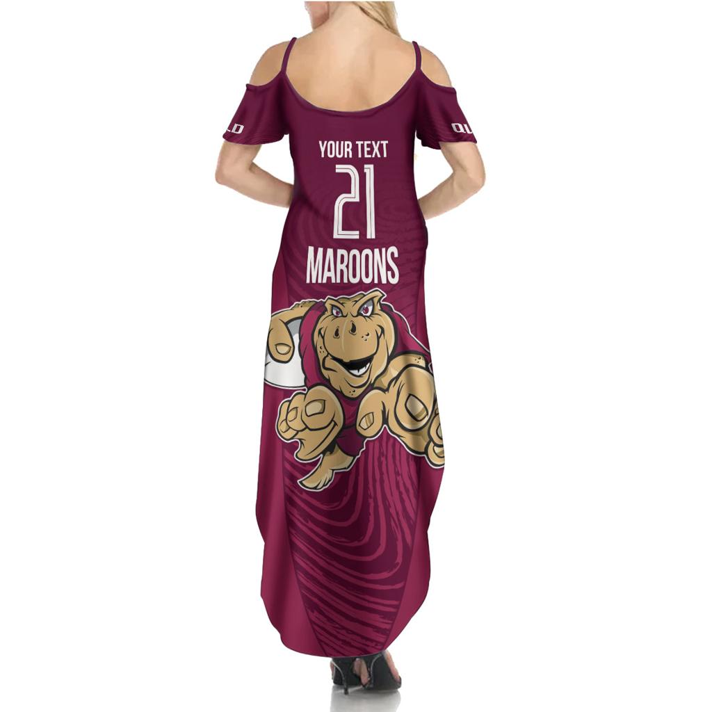 Custom Queensland Rugby Family Matching Summer Maxi Dress and Hawaiian Shirt Maroons Cane Toad Origin Sporty