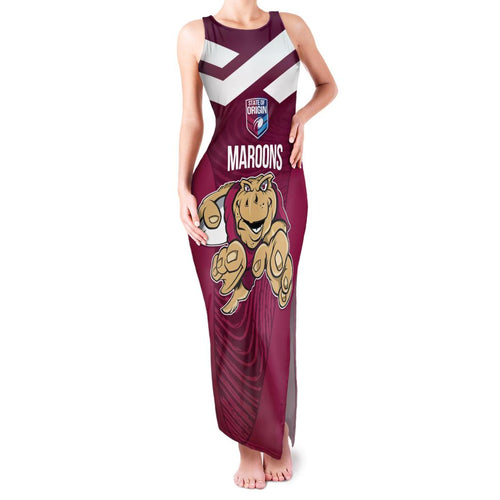 Custom Queensland Rugby Family Matching Tank Maxi Dress and Hawaiian Shirt Maroons Cane Toad Origin Sporty