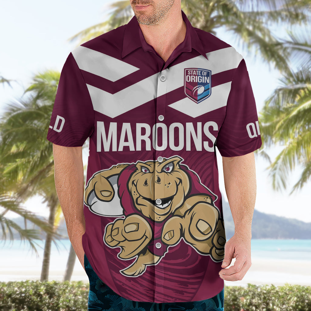 Custom Queensland Rugby Hawaiian Shirt Maroons Cane Toad Origin Sporty