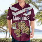 Custom Queensland Rugby Hawaiian Shirt Maroons Cane Toad Origin Sporty