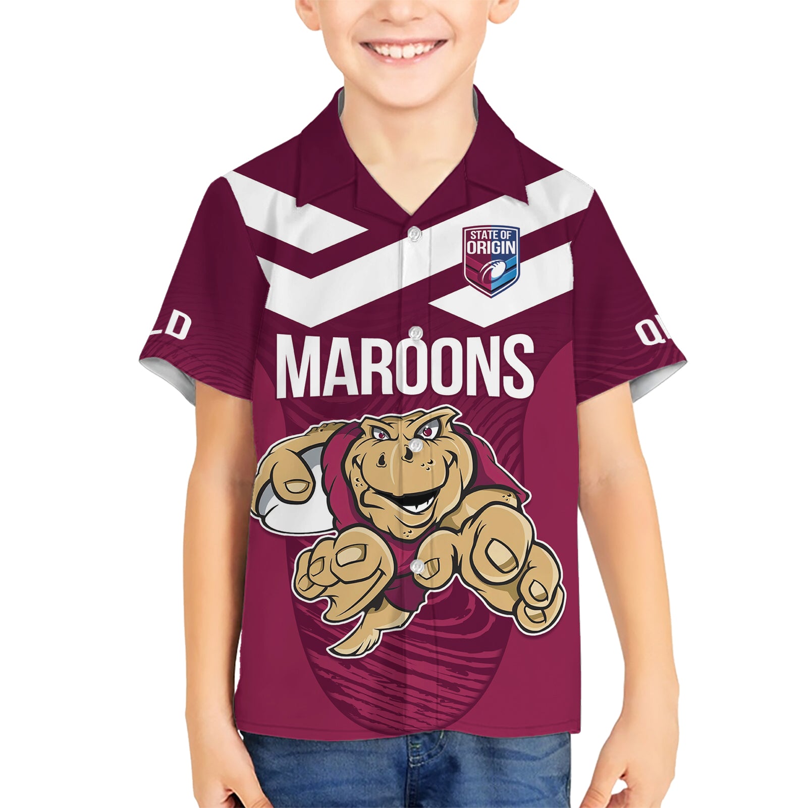 Custom Queensland Rugby Hawaiian Shirt Maroons Cane Toad Origin Sporty