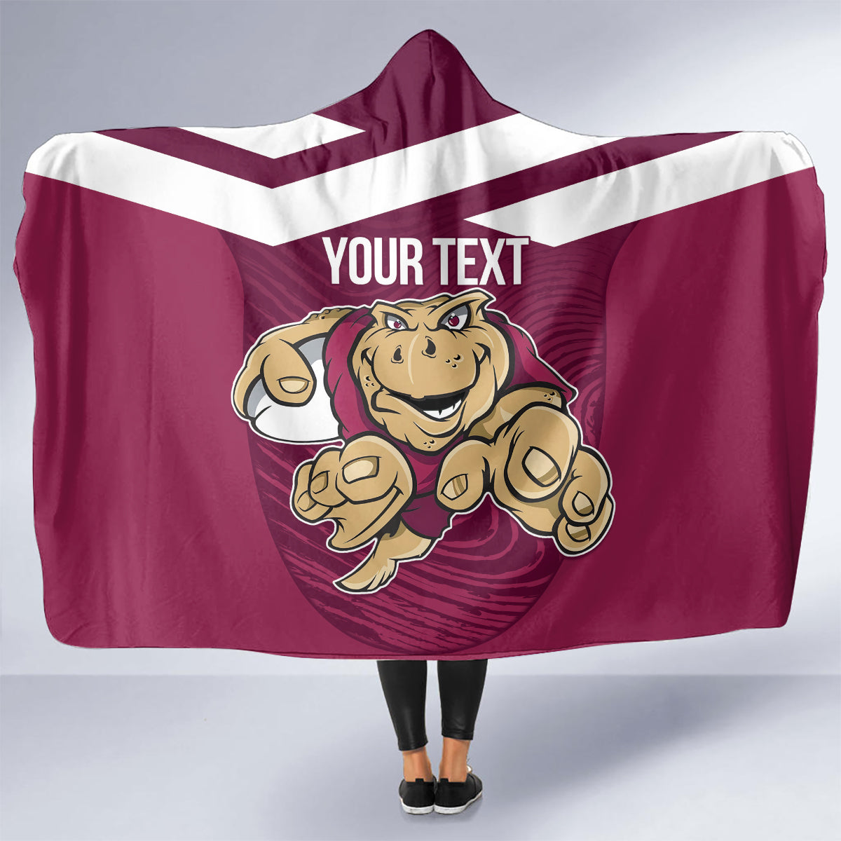 Custom Queensland Rugby Hooded Blanket Maroons Cane Toad Origin Sporty
