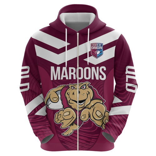Custom Queensland Rugby Hoodie Maroons Cane Toad Origin Sporty