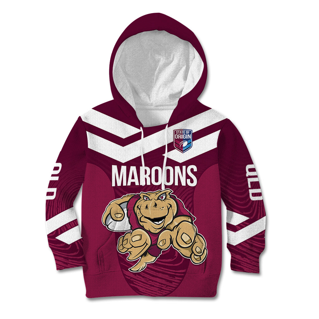 Custom Queensland Rugby Kid Hoodie Maroons Cane Toad Origin Sporty