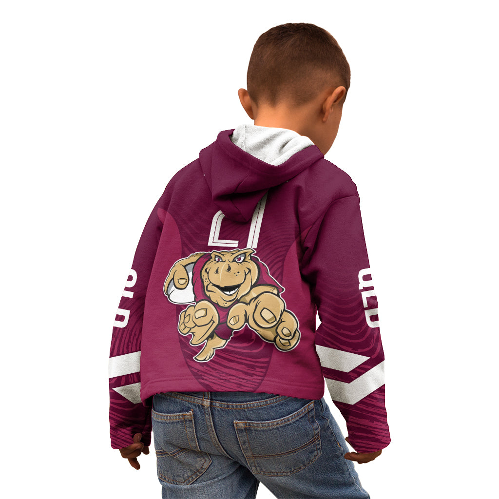 Custom Queensland Rugby Kid Hoodie Maroons Cane Toad Origin Sporty