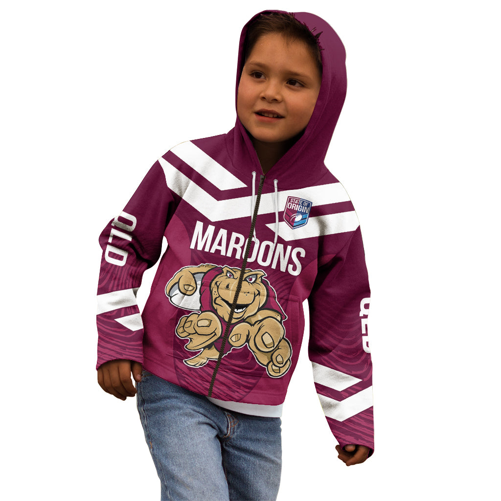 Custom Queensland Rugby Kid Hoodie Maroons Cane Toad Origin Sporty