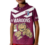 Custom Queensland Rugby Kid Polo Shirt Maroons Cane Toad Origin Sporty