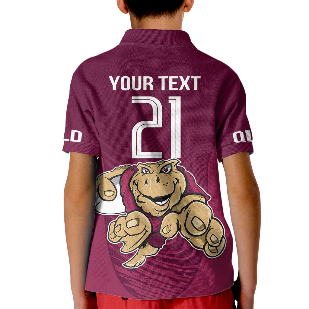 Custom Queensland Rugby Kid Polo Shirt Maroons Cane Toad Origin Sporty