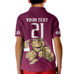 Custom Queensland Rugby Kid Polo Shirt Maroons Cane Toad Origin Sporty