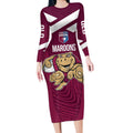 Custom Queensland Rugby Long Sleeve Bodycon Dress Maroons Cane Toad Origin Sporty