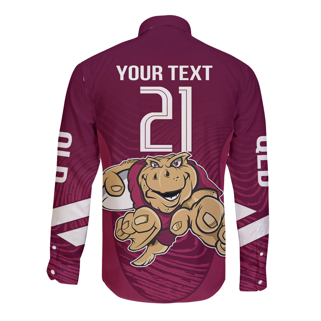 Custom Queensland Rugby Long Sleeve Button Shirt Maroons Cane Toad Origin Sporty
