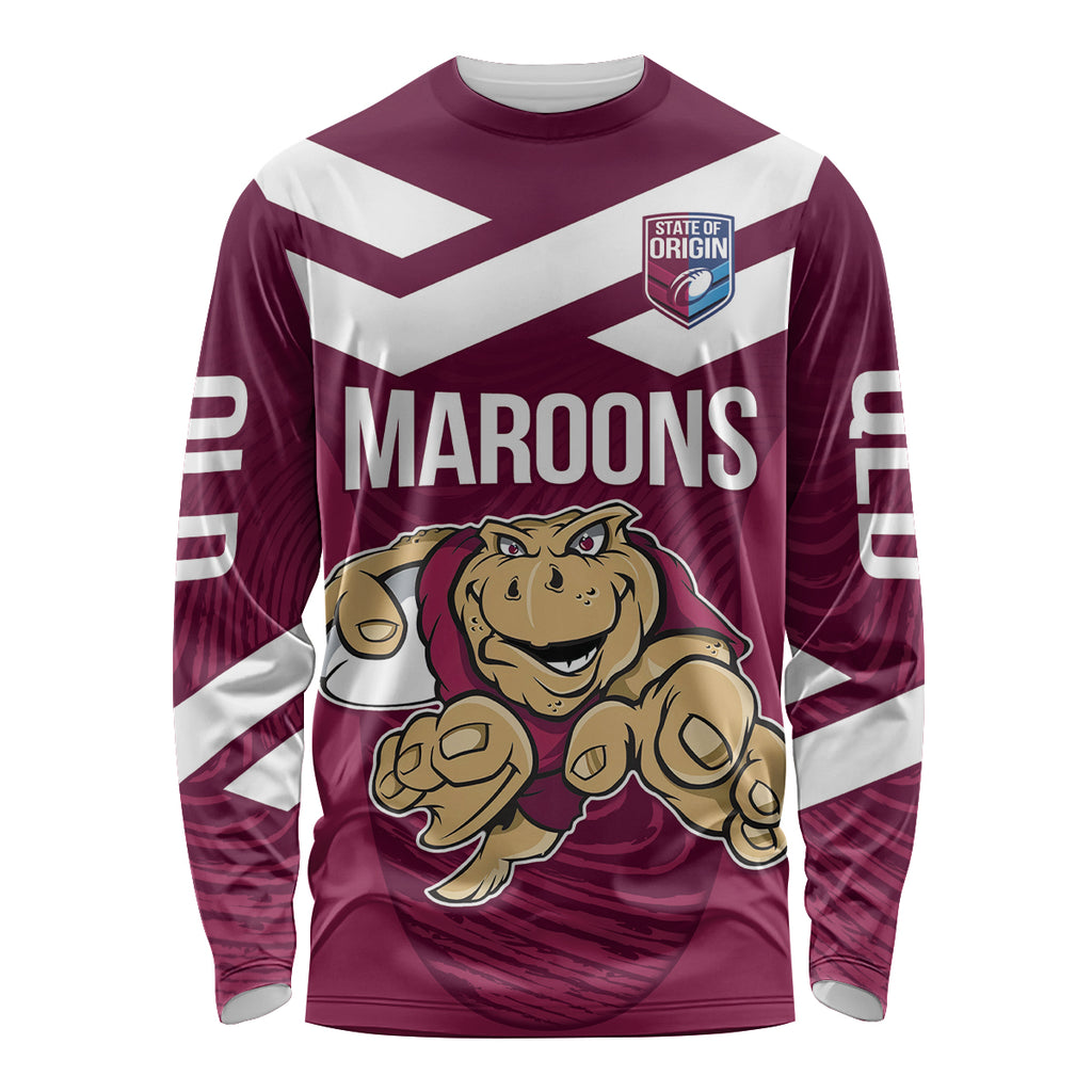 Custom Queensland Rugby Long Sleeve Shirt Maroons Cane Toad Origin Sporty