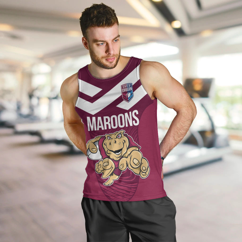 Custom Queensland Rugby Men Tank Top Maroons Cane Toad Origin Sporty