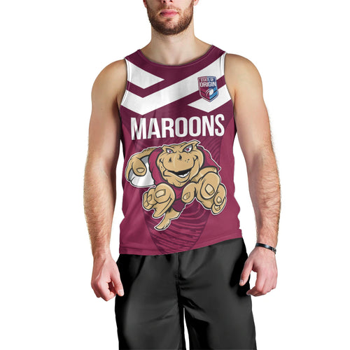 Custom Queensland Rugby Men Tank Top Maroons Cane Toad Origin Sporty