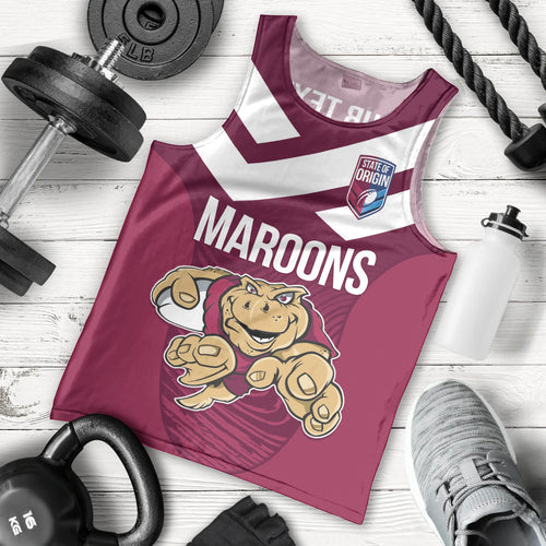 Custom Queensland Rugby Men Tank Top Maroons Cane Toad Origin Sporty