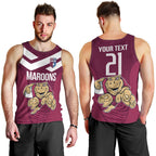 Custom Queensland Rugby Men Tank Top Maroons Cane Toad Origin Sporty