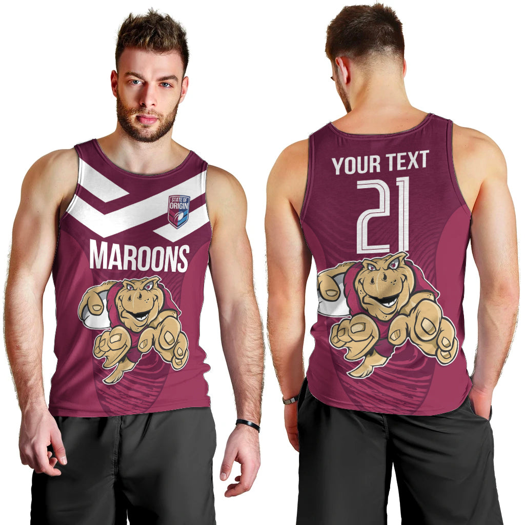 Custom Queensland Rugby Men Tank Top Maroons Cane Toad Origin Sporty