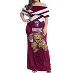 Custom Queensland Rugby Off Shoulder Maxi Dress Maroons Cane Toad Origin Sporty