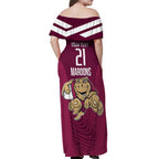 Custom Queensland Rugby Off Shoulder Maxi Dress Maroons Cane Toad Origin Sporty