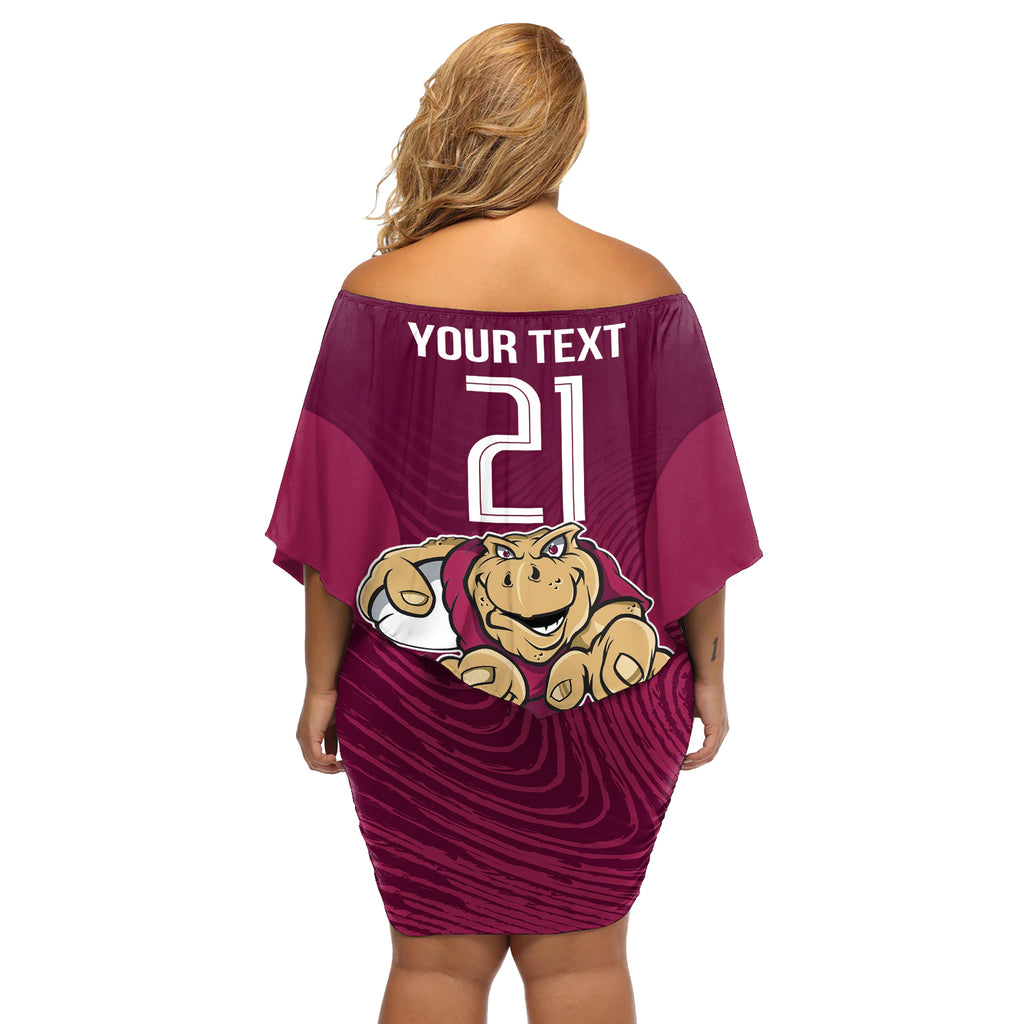 Custom Queensland Rugby Off Shoulder Short Dress Maroons Cane Toad Origin Sporty