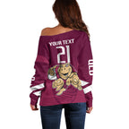 Custom Queensland Rugby Off Shoulder Sweater Maroons Cane Toad Origin Sporty