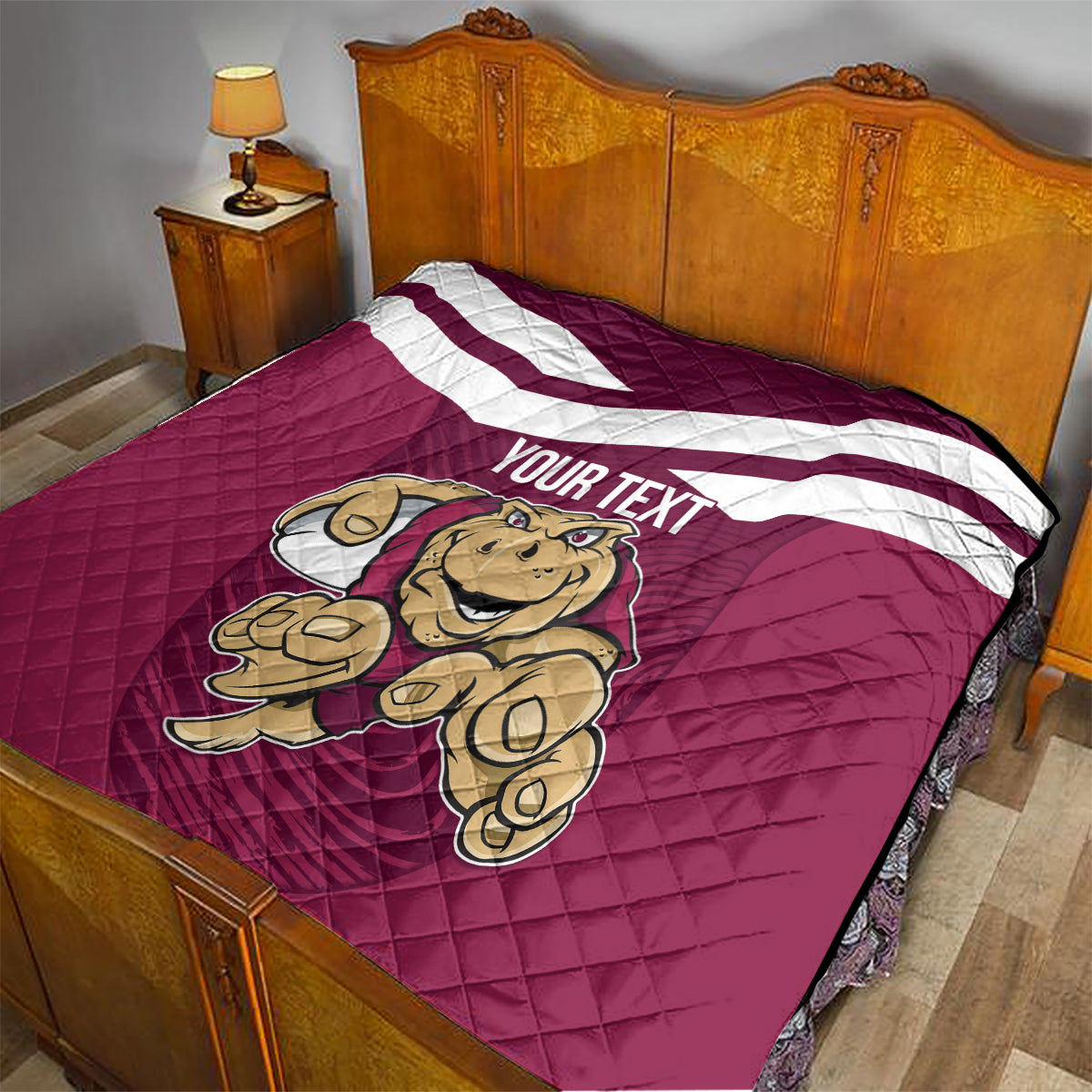 Custom Queensland Rugby Quilt Maroons Cane Toad Origin Sporty