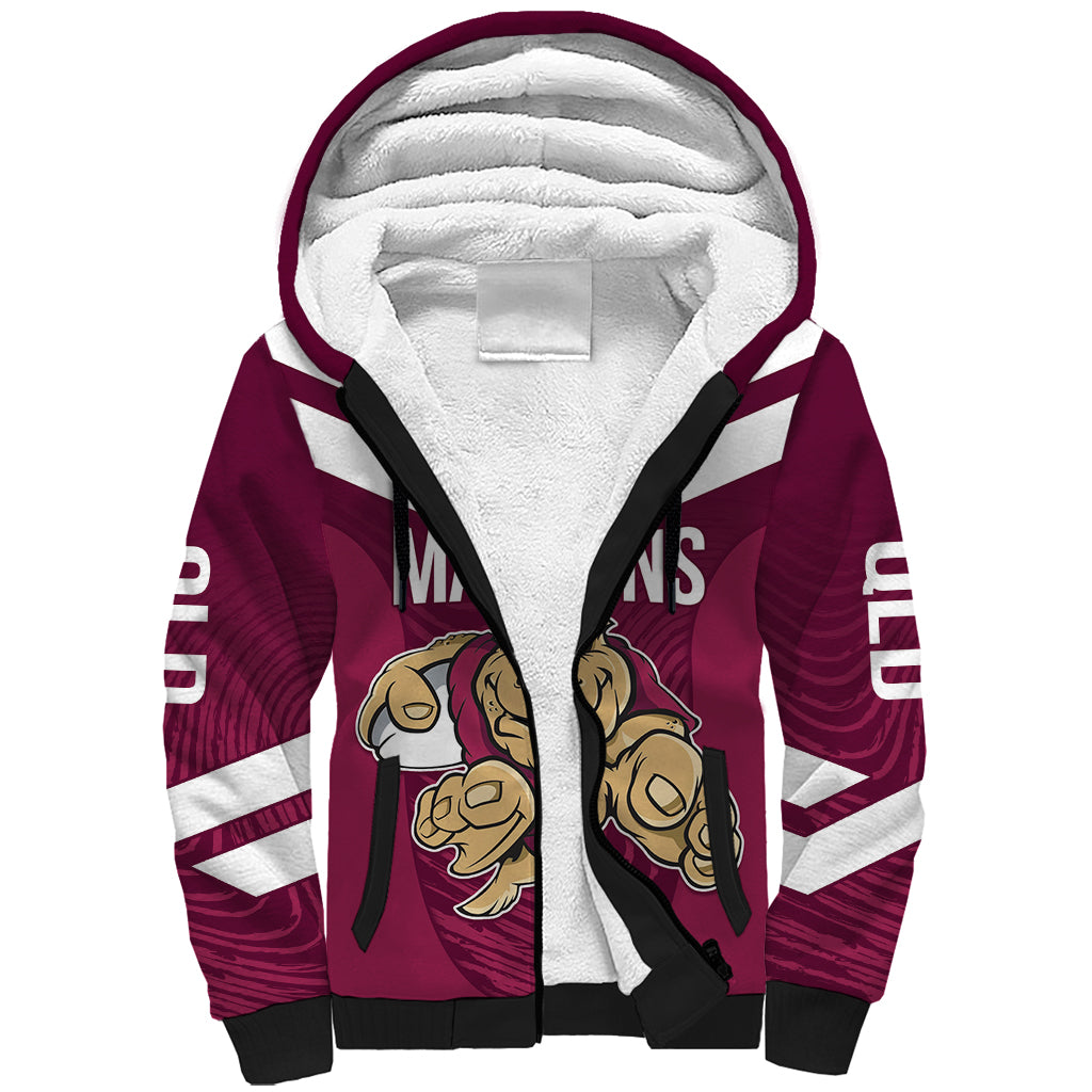 Custom Queensland Rugby Sherpa Hoodie Maroons Cane Toad Origin Sporty