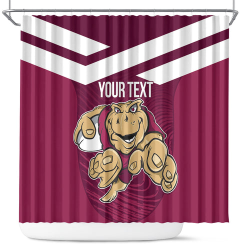 Custom Queensland Rugby Shower Curtain Maroons Cane Toad Origin Sporty