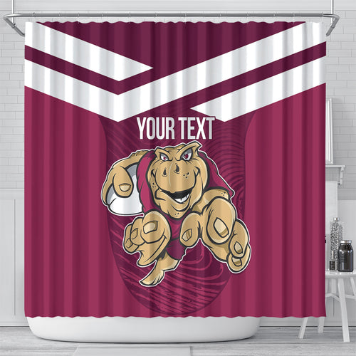 Custom Queensland Rugby Shower Curtain Maroons Cane Toad Origin Sporty