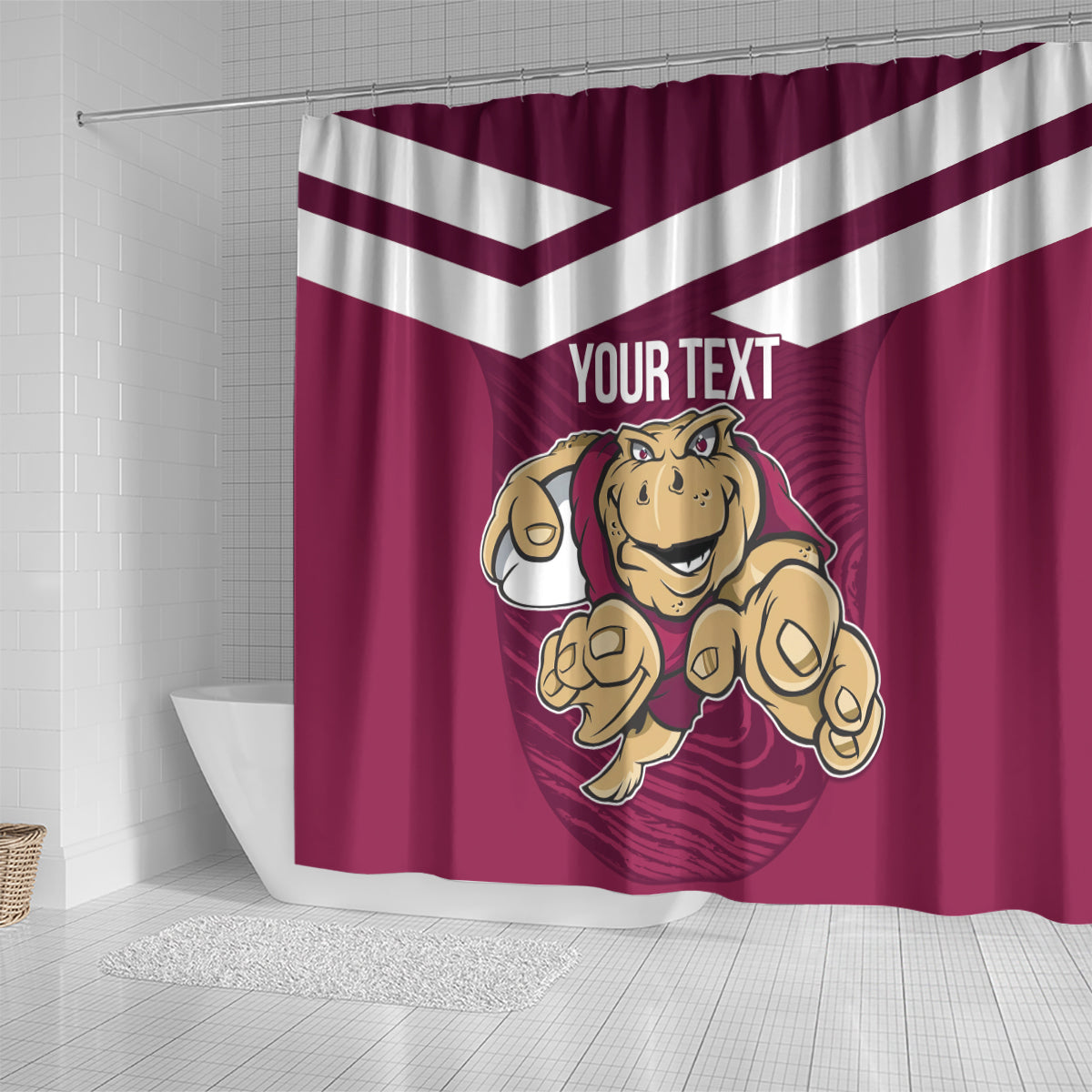 Custom Queensland Rugby Shower Curtain Maroons Cane Toad Origin Sporty