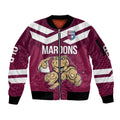 Custom Queensland Rugby Sleeve Zip Bomber Jacket Maroons Cane Toad Origin Sporty