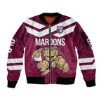 Custom Queensland Rugby Sleeve Zip Bomber Jacket Maroons Cane Toad Origin Sporty