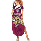 Custom Queensland Rugby Summer Maxi Dress Maroons Cane Toad Origin Sporty