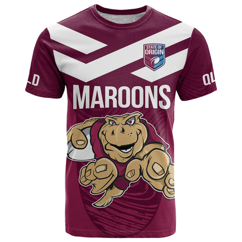 Custom Queensland Rugby T Shirt Maroons Cane Toad Origin Sporty
