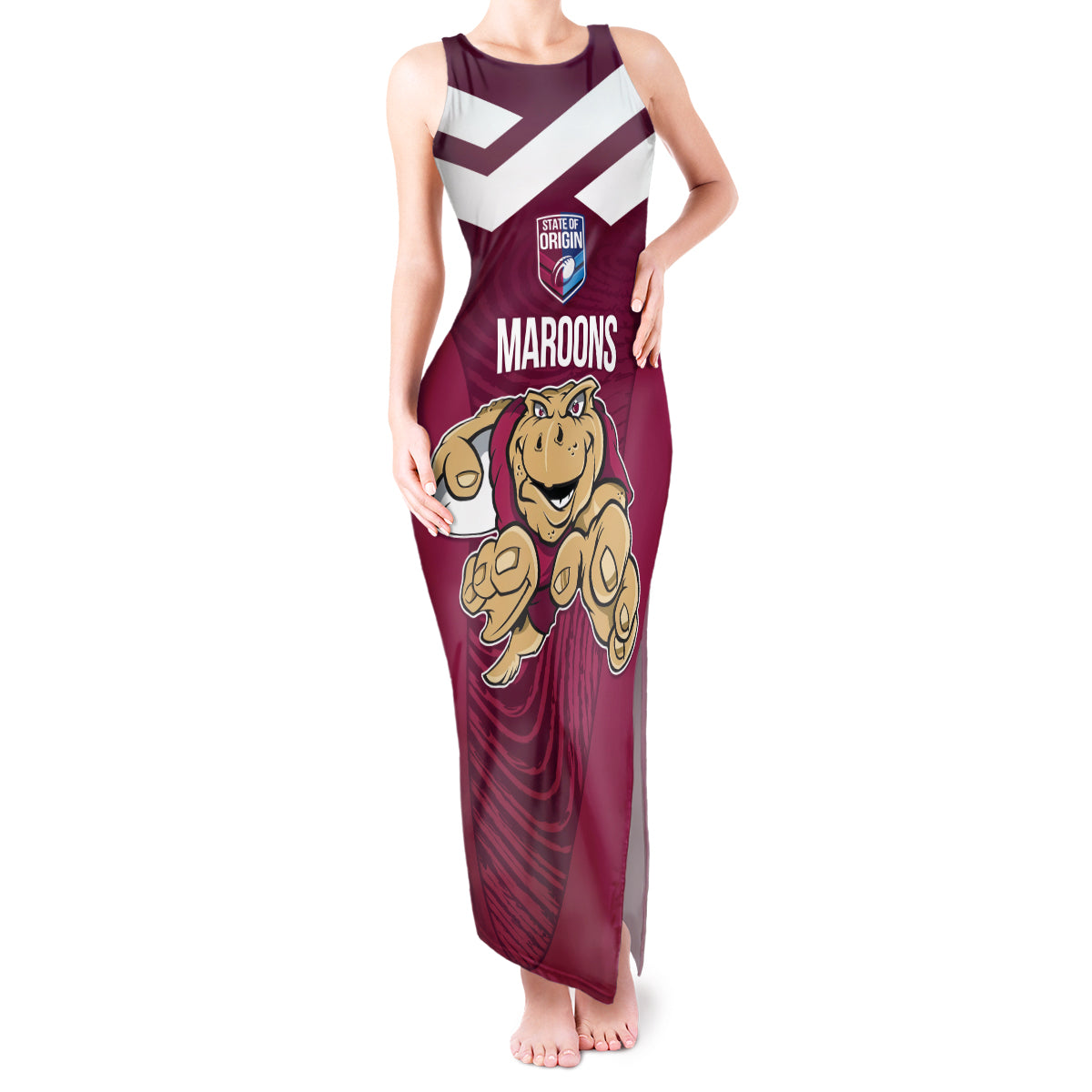 Custom Queensland Rugby Tank Maxi Dress Maroons Cane Toad Origin Sporty
