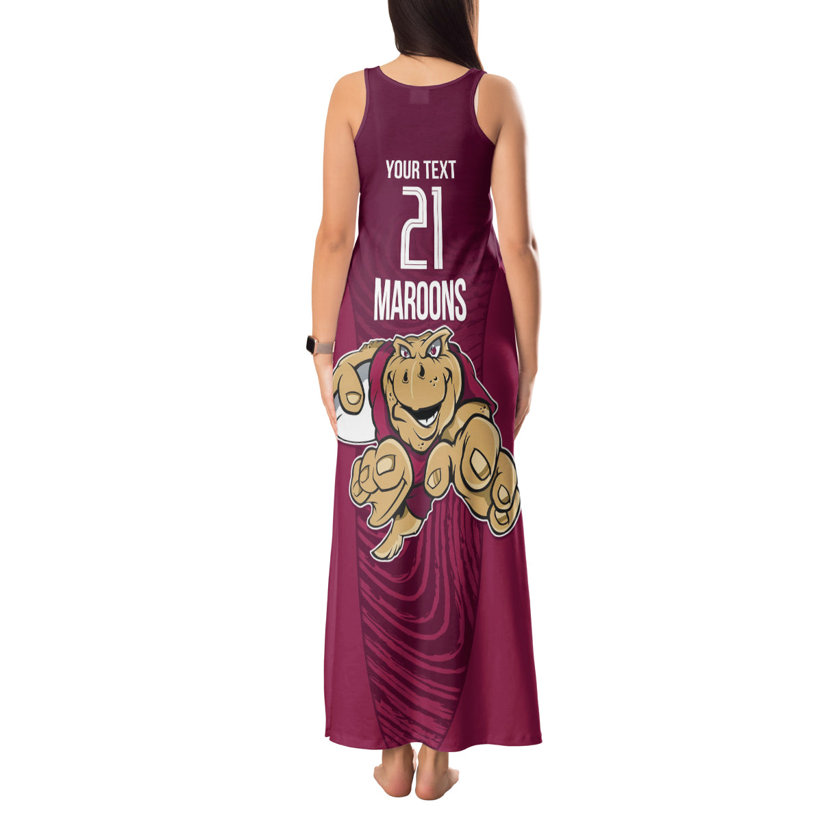 Custom Queensland Rugby Tank Maxi Dress Maroons Cane Toad Origin Sporty