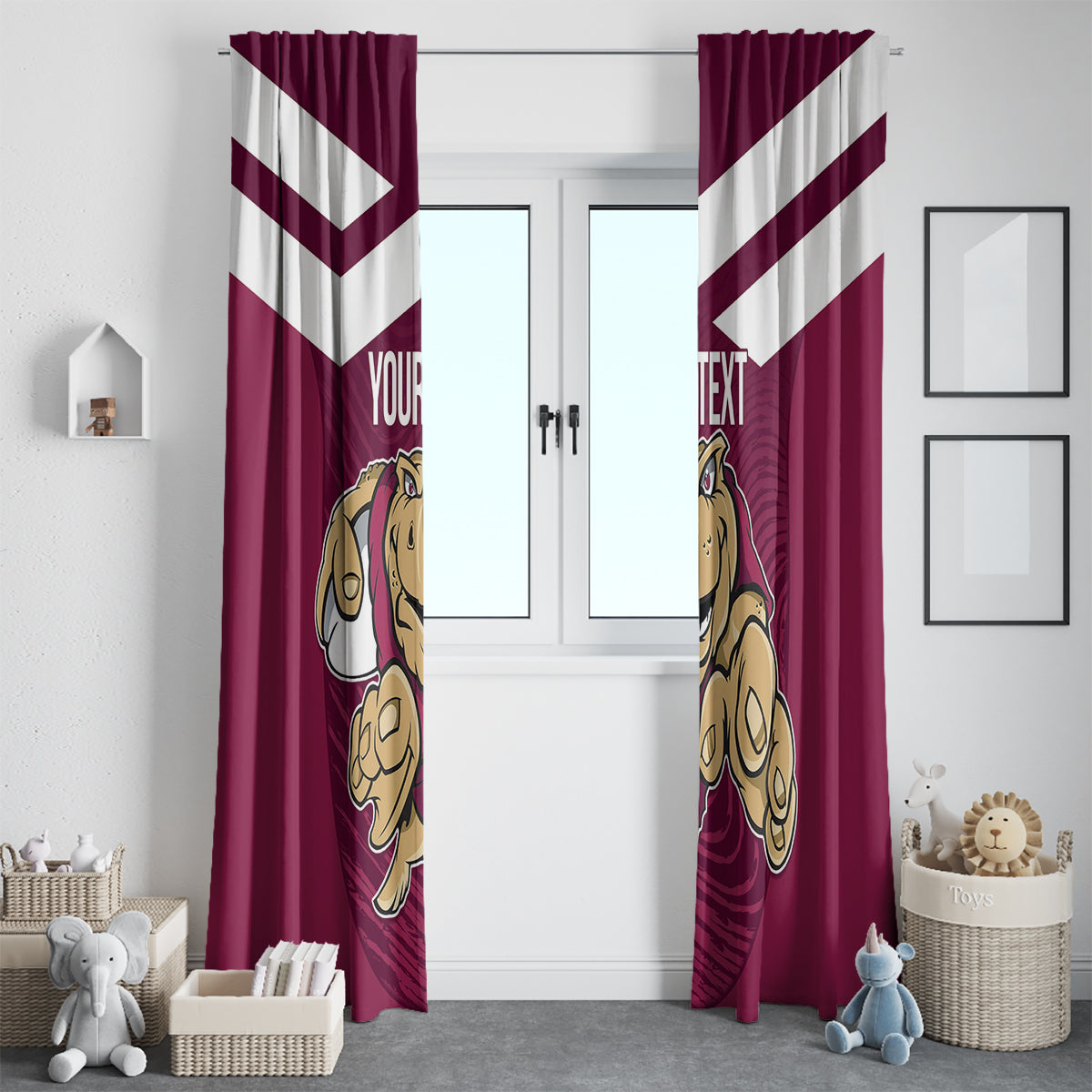 Custom Queensland Rugby Window Curtain Maroons Cane Toad Origin Sporty
