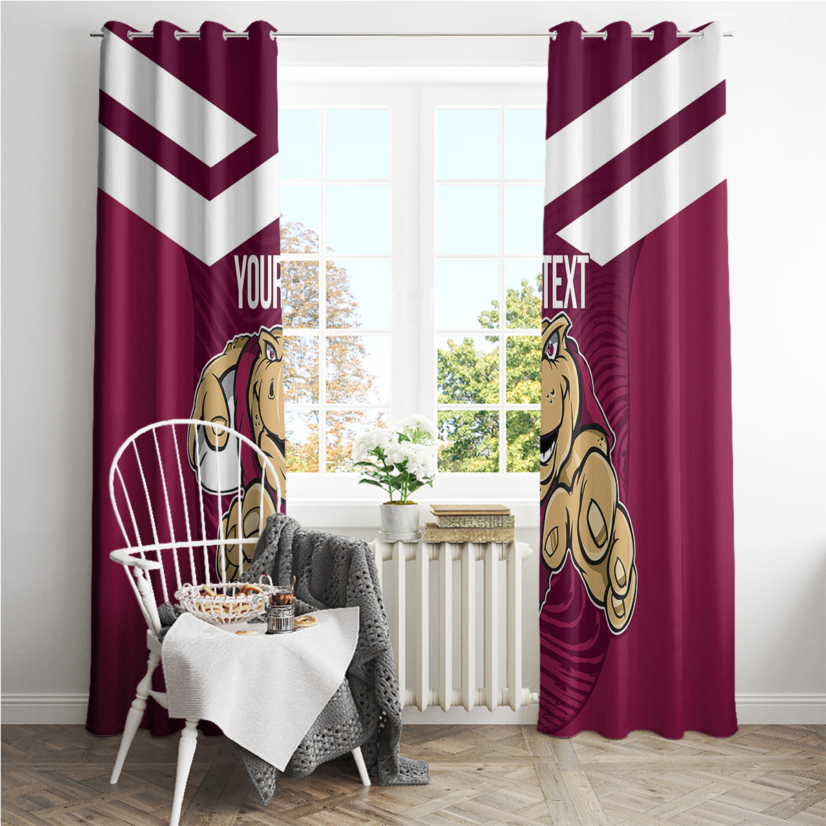 Custom Queensland Rugby Window Curtain Maroons Cane Toad Origin Sporty