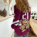 Custom Queensland Rugby Women Casual Shirt Maroons Cane Toad Origin Sporty