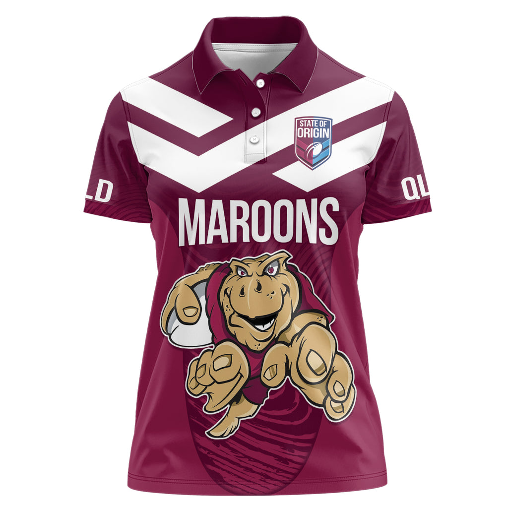 Custom Queensland Rugby Women Polo Shirt Maroons Cane Toad Origin Sporty