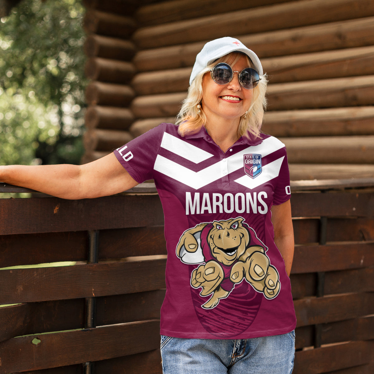 Custom Queensland Rugby Women Polo Shirt Maroons Cane Toad Origin Sporty