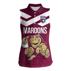 Custom Queensland Rugby Women Sleeveless Polo Shirt Maroons Cane Toad Origin Sporty