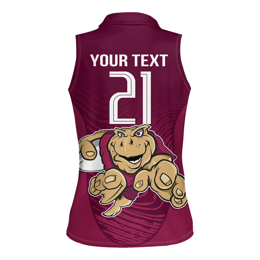 Custom Queensland Rugby Women Sleeveless Polo Shirt Maroons Cane Toad Origin Sporty