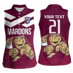 Custom Queensland Rugby Women Sleeveless Polo Shirt Maroons Cane Toad Origin Sporty