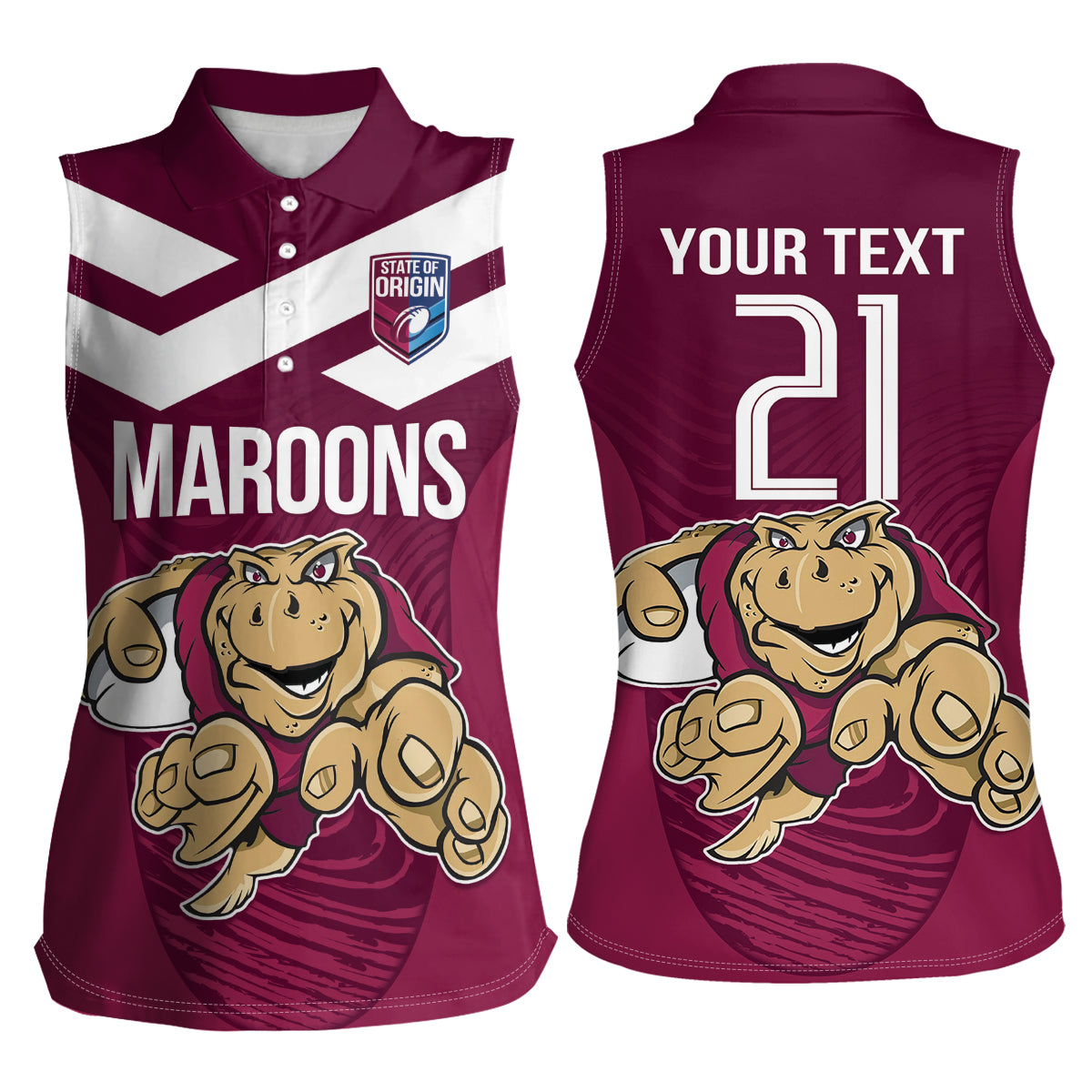Custom Queensland Rugby Women Sleeveless Polo Shirt Maroons Cane Toad Origin Sporty