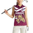 Custom Queensland Rugby Women Sleeveless Polo Shirt Maroons Cane Toad Origin Sporty