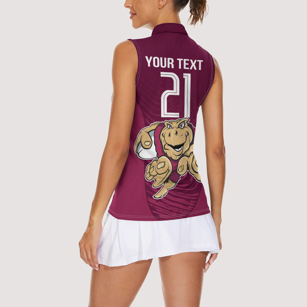 Custom Queensland Rugby Women Sleeveless Polo Shirt Maroons Cane Toad Origin Sporty