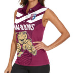 Custom Queensland Rugby Women Sleeveless Polo Shirt Maroons Cane Toad Origin Sporty
