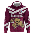 Custom Queensland Rugby Zip Hoodie Maroons Cane Toad Origin Sporty